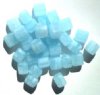 30 9x10mm Matte Light Blue & White Marble Cubes